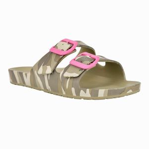 Nine West Splash Flat Slides - Green/Beige - Ireland (GP5923748)